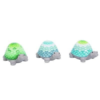 Transpac Terracotta Blue Green Glazed Ombre Turtle Figurines Set of 3 Home and Garden Decorations