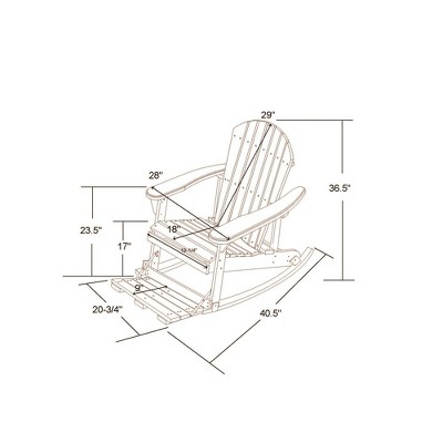 Pine Wood Zero Gravity Adirondack Rocker with Retractable Footrest in Red