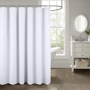 Kate Aurora Giselle Square Textured Spa Retreat Fabric Shower Curtain - Standard Size - 1 of 4