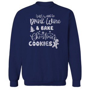 Rerun Island Men's Christmas I Just Want To Long Sleeve Graphic Cotton Sweatshirt - 1 of 1