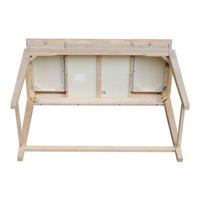 Classic Unfinished Rubberwood Vanity Table with Flip-Up Mirror