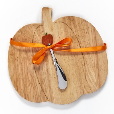 Lakeside Pumpkin Shaped Cheese Board with Spreader - Autumn Kitchen Accent