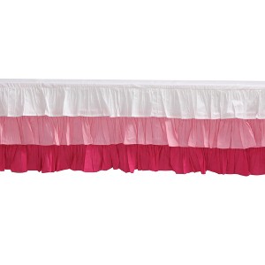  Bacati - 3 Layer Ruffled Crib/Toddler Bed Skirt - White/Pink/Fuschia - 1 of 4