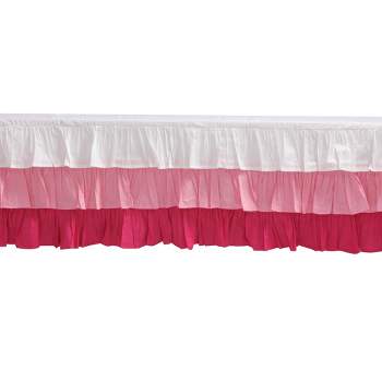  Bacati - 3 Layer Ruffled Crib/Toddler Bed Skirt - White/Pink/Fuschia