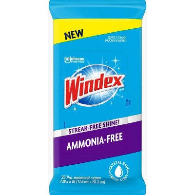 Windex Fresh Scent Glass And Surface Pre-moistened Wipes Crystal Rain -  25ct : Target