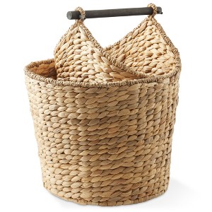 Casafield Toilet Paper Magazine Storage Basket with Roll Holder, Woven Water Hyacinth Wicker Bathroom Storage Bin - 1 of 4