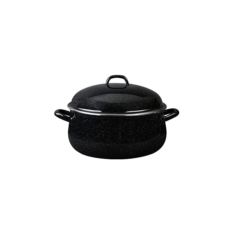 Granite Ware 9.5 QT. Heavy Gauge Dutch Oven with Lid Speckled Black Stainless Steel Rim, 1 of 5