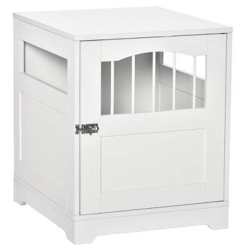 PawHut Furniture Stylish Dog Kennel, Wooden & Wire End Table with Lockable Door, Miniature Size Pet Crate Indoor Puppy Cage