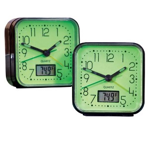Collections Etc Glow in the Dark Alarm Clocks - 2 pc Green - 1 of 2