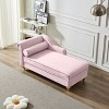 Modern Velvet Chaise Lounge Chair w/Storage&Round Pillow,Soft Upholstery,Easy Assembly,Stylish Gold Legs, for Bedroom, Living Room - 2 of 4