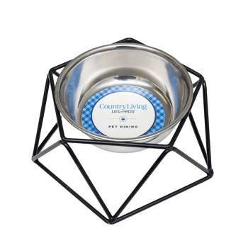 Country Living Elevated Dog Bowl - Modern Artisan Geometric Design, Single Pet Feeder, Stylish & Sturdy, Ideal for Medium to Large Dogs