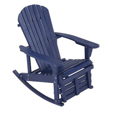 Jiallo Zero Gravity Collection Navy Blue Adirondack Rocking Chair with Built-in Footrest