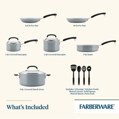 Gray 13-Piece Nonstick Aluminum Cookware Set with Utensils