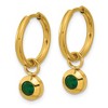 Chisel Stainless Steel Polished Yellow IP-plated with Removeable Green CZ Dangle Hinged Hoop Earrings - 2 of 4