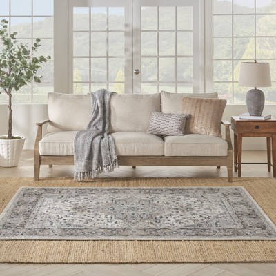 Braided Ivory/Grey Synthetic 6' x 9' Handmade Rectangular Rug