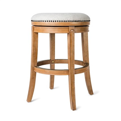 Round Cushion Domestic Hardwood Backless Swivel Bar Stool with Smooth Legs