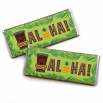 Big Dot of Happiness Tiki Luau - Candy Bar Wrapper Tropical Hawaiian Summer Party Favors - Set of 24