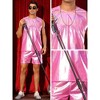 INSPIRE CHIC Men's Party Disco Metallic Holographic Tank Top and Shorts Set 2 Pieces Outfits - 4 of 4