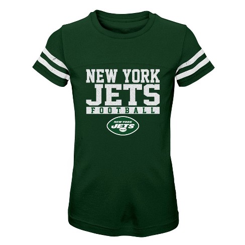 NFL New York Jets Girls' Short Sleeve Stripe Fashion T-Shirt - M