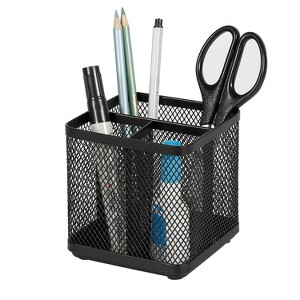 Mesh Pencil Holder Black - Brightroom™: Steel Desk Organizer, Office Supplies, Pen Holder, 3.98" Height, Width, Depth - 1 of 3