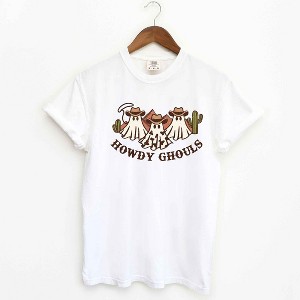 Simply Sage Market Women's Howdy Ghouls Trio Short Sleeve Garment Dyed Tee - 1 of 2
