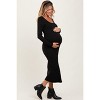 Pinkblush Black Scoop Neck Long Sleeve Maternity Midi Dress - 2 of 3