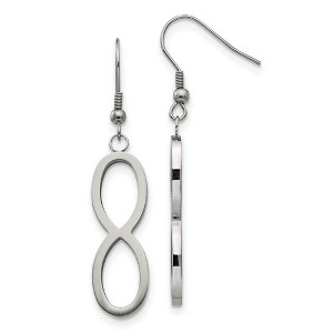 Black Bow Jewelry Brushed Infinity Symbol Dangle Earrings in Stainless Steel - 1 of 4