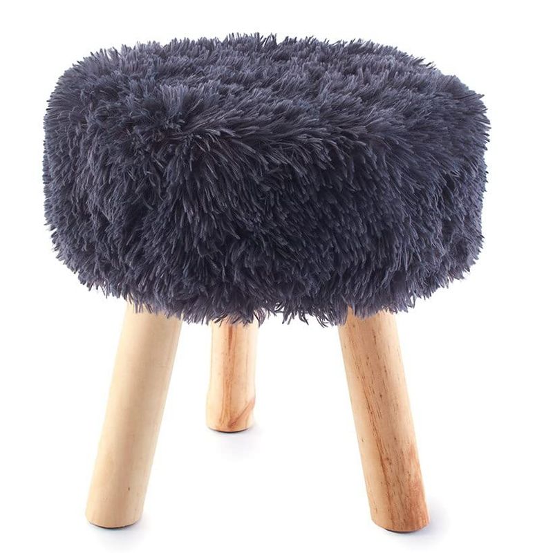 The Lakeside Collection Faux Fur Covered Ottoman - Shabby Chic Foot Rest or Seat, 4 of 7