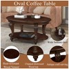 PAGED Coffee Table with Pattern Carvings, 2-Tier Solid Wood Center Table with Open Storage Shelf for Living Room - 3 of 4