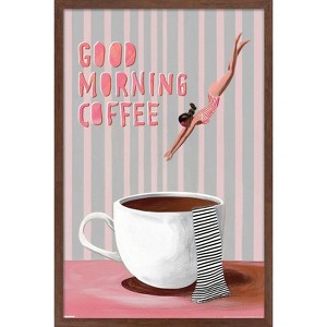 Trends International Reinders: Coffee - Good Morning Coffee in Pink and Lavender Framed Wall Poster Prints - 1 of 4