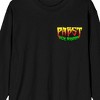 Pabst Blue Ribbon Grunge Neon Color Art Adult Black Long Sleeve Tee - 2 of 4