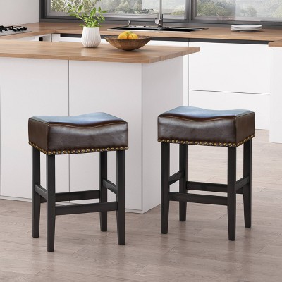 Set of 2 Lissette Counter Height Barstools Brown - Christopher Knight Home