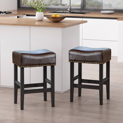 Set Of 2 Lissette Counter Height, Cedric Leather Counter Stool Set Of 2 By Christopher Knight Home