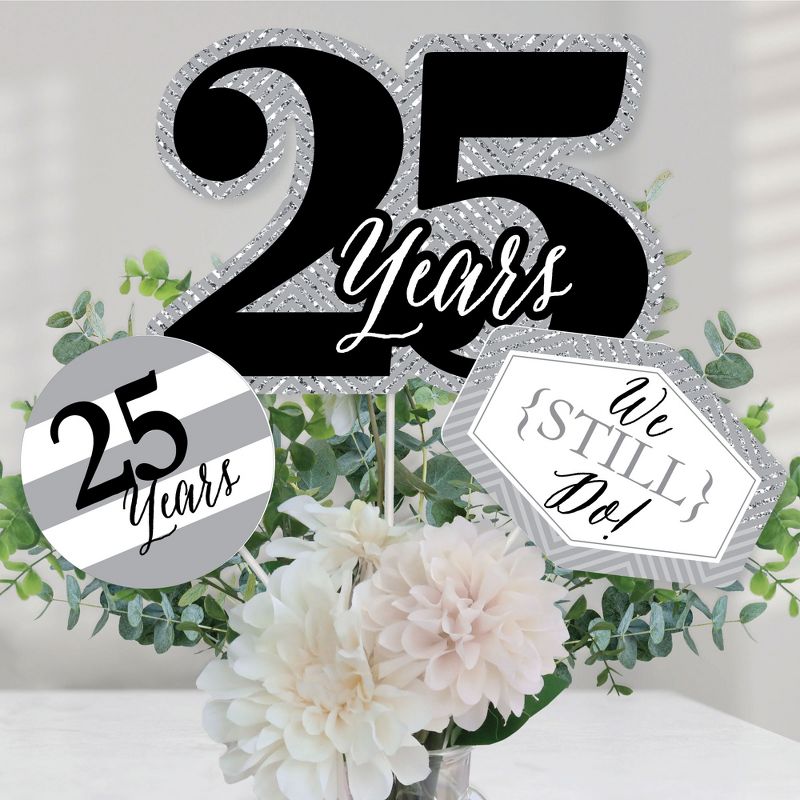 Big Dot of Happiness We Still Do - 25th Wedding Anniversary - Anniversary Party Centerpiece Sticks - Table Toppers - Set of 15, 1 of 8