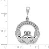 Black Bow Jewelry 14k White Gold Polished & Satin Claddagh Pendant, 21mm (13/16 inch) - 4 of 4