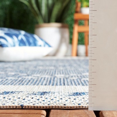 Navy and Ivory Rectangular Synthetic Area Rug