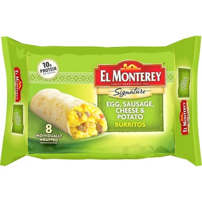 El Monterey Egg, Sausage, Cheese & Potato Frozen Burritos - 36oz/8ct