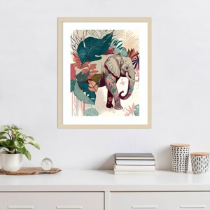 Amanti Art Bright Tropics Elephant by Fab Funky Wood Framed Wall Art Print - 1 of 4