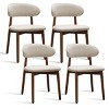 Wooden Dining Room Chairs Set of 4, Walnut Armless Upholstered Dining Chairs with Flannel Fabric, Comfortable Kitchen Chairs - Cuddlewood - 3 of 4
