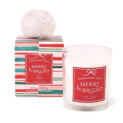 4.8oz Glass Jar Candle with Box Merry & Bright - Signature Soy