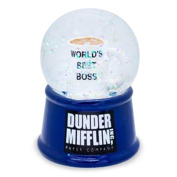 Silver Buffalo The Office "World's Best Boss" Mug 3-Inch Mini Light-Up Snow Globe
