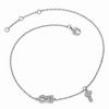 Black Bow Jewelry Rhodium Plated Sterling Silver CZ Lock And Key Cable Anklet, 9-10 Inch - 2 of 4