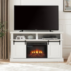 CAVINAS Mid Century Design TV Stand with Storage Cabinets & Shelves,Entertainment Console Table for TV - 1 of 4