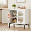 Natural Sideboard Cabinet,Rattan Buffet Storage Cabinet with 2-Tier Storage for Living Room, Dining Room - 3 of 4