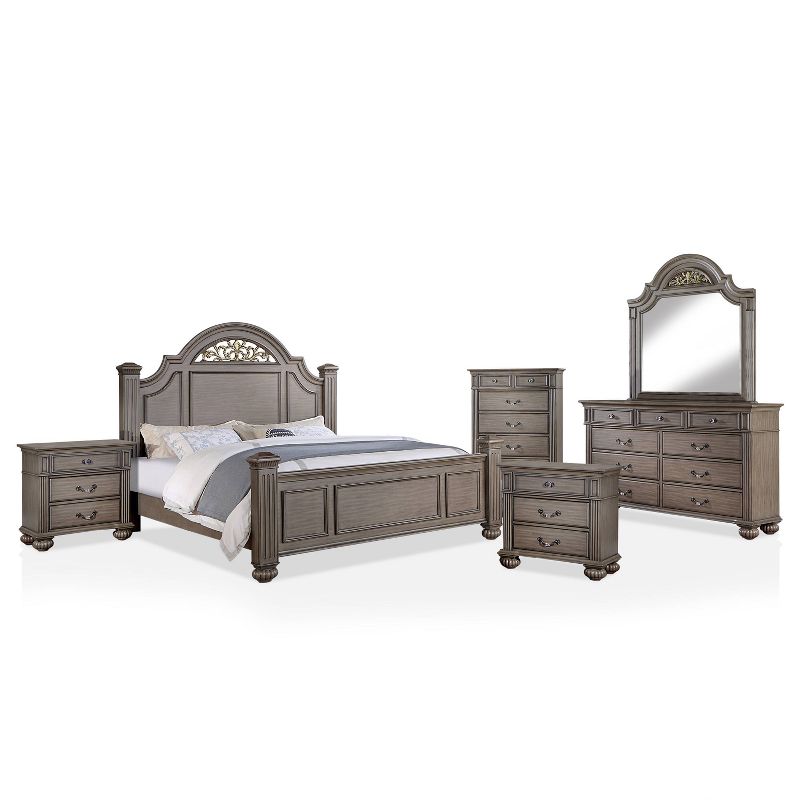 6pc Pennings Traditional Bedroom Set Gray - HOMES: Inside + Out, 1 of 31