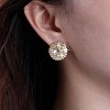 Round Rhinestone Cluster Stud Earrings, Gold Full Crystal CZ Wedding Earrings, Sparkling Colorful Circle Jewelry for Women - 2 of 4