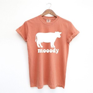 Simply Sage Market Women's Moody Cow Short Sleeve Garment Dyed Tee - 1 of 2