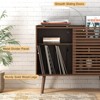 Record Player Stand with Vinyl Storage & Charging Station, Wood Turntable, Brown - 3 of 4