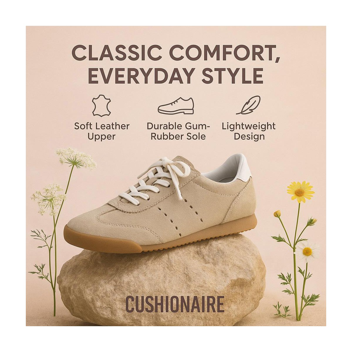 Женские кроссовки CUSHIONAIRE Tick Tock Women's Genuine Leather Lace-Up Casual Sneaker – Retro-Inspired Walking Shoe with Gum Rubber Outsole - Burgundy 6.5 — фото 7