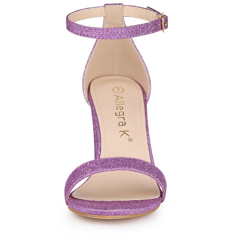 Allegra K Women's Gradient Glitter Chunky Heels Sandals, 2 of 7